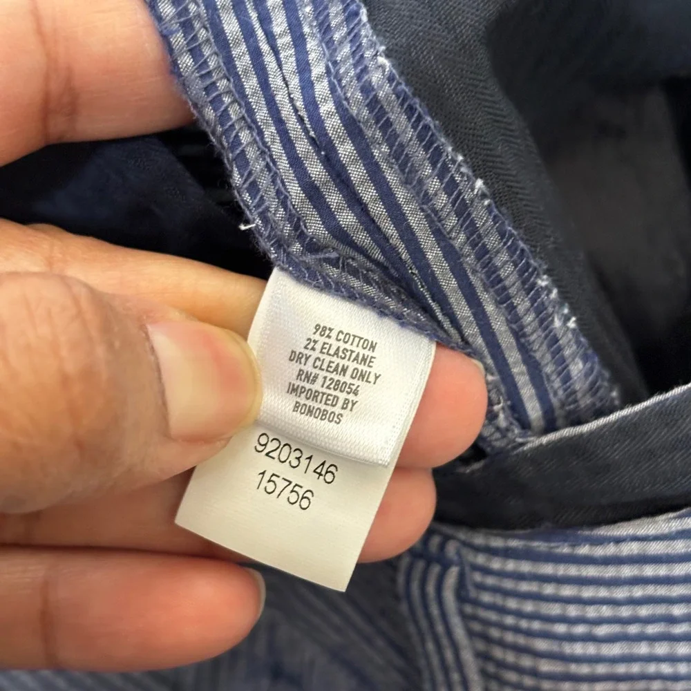 Bonobos Profilo Italia Seersucker Slim Fit Pants 33 Blue Stripe Preppy Nautical
